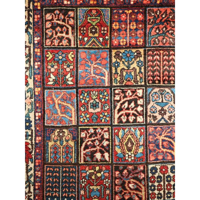 Red Vintage Persian Bakhtiari Rug, Allover Garden Panel Pattern, Pale Yellow & Red, 5’ X 7’ For Sale - Image 8 of 12