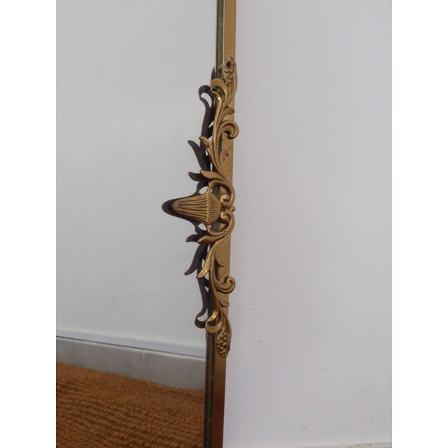 Metal Rectangular Shaped Brass Mirror with Decorative Elements, 1950s For Sale - Image 7 of 9