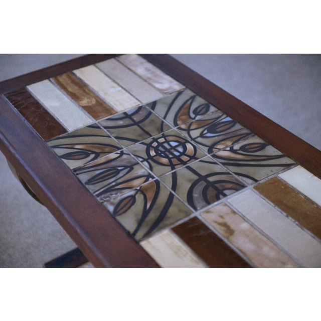 Wood Vintage Coffee Table in Ceramic and Fir, 1960s For Sale - Image 7 of 12