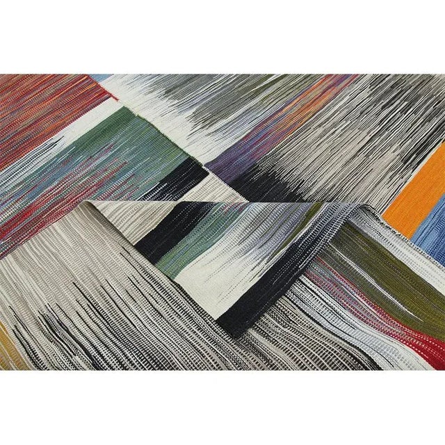 Mid-Century Modern Handwoven Scandinavian Style Persian Kilim Rug 10'4"×13'6" For Sale - Image 3 of 13