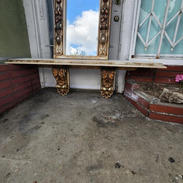 Wood Spanish 1960s Console Table and Mirror For Sale - Image 7 of 13
