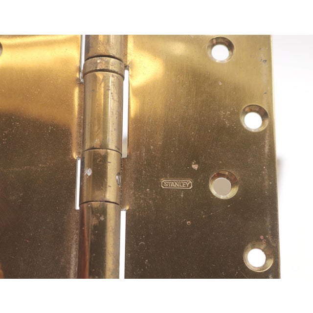 Traditional Pair of Vintage 6 X 6 In. Polished Brass Stanley Ball Bearing Door Hinges For Sale - Image 3 of 7