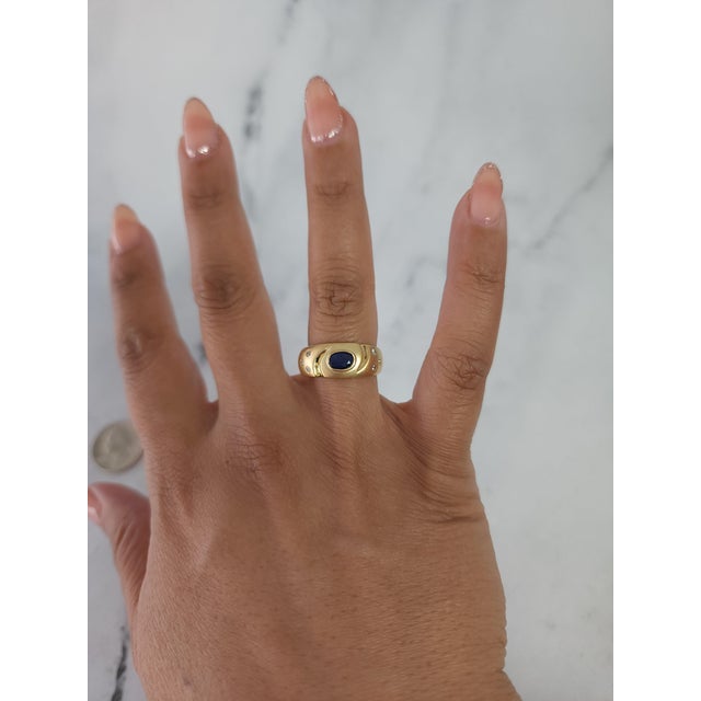 ♥ Product Details ♥ Main Stone: Sapphire & Diamond Band Material: 14k Yellow Gold (Matte Finish) Stone Cut: Oval/Round...