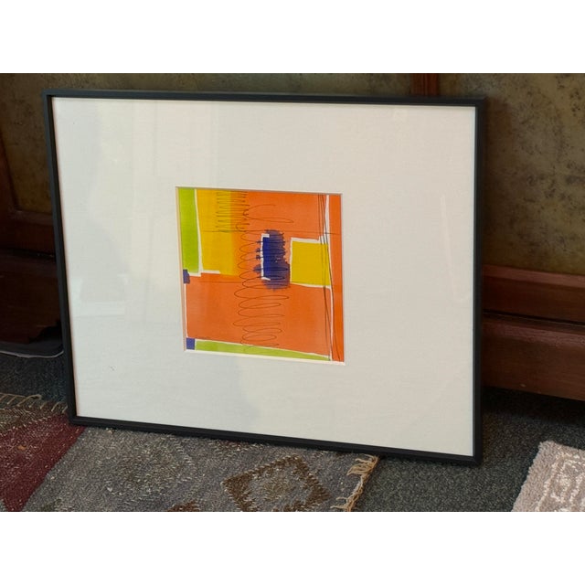 Paper Isabel Wyatt "Orange Color Form" Original Painting, Signed For Sale - Image 7 of 10