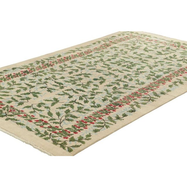 Rug & Kilim Vintage Zeki Múren Rug in Beige, With Green & Blue Florals, From Rug & Kilim For Sale - Image 4 of 7