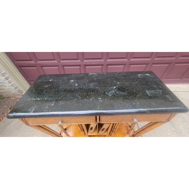 1970s 1970's Vintage Bamboo and Rattan Bar Console Table For Sale - Image 5 of 18