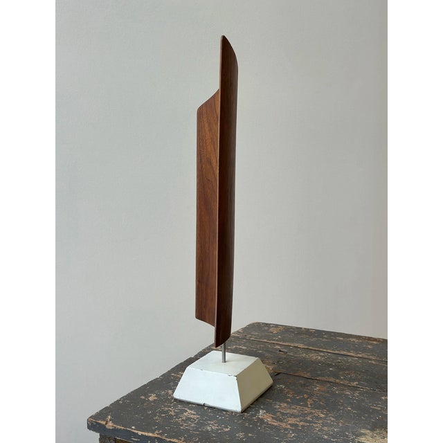 Vintage Large-Scale Teak Fin Sculpture With White Painted Base Base by Paul Bechtold, Circa Mid 20th Century For Sale - Image 14 of 18