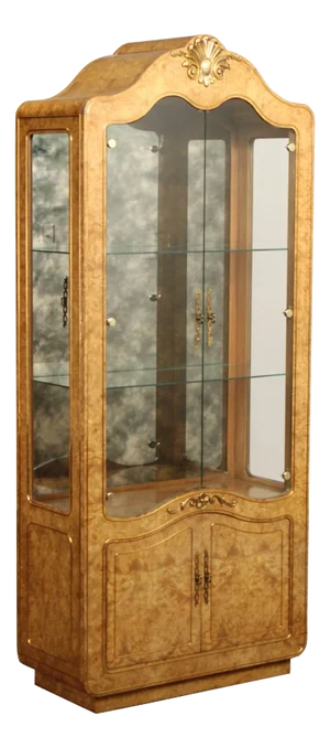 Mastercraft French Style Burl Wood Display Cabinet