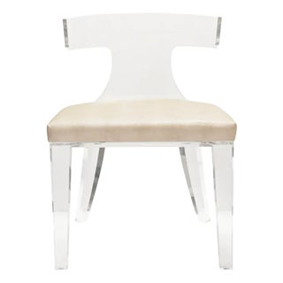 Matthew Izzo Home Duke Beige & Acrylic Klismos Chair For Sale