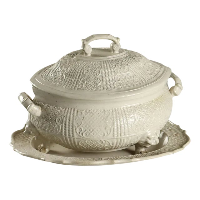 Tureen with Oval Plate in Earthenware For Sale