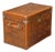 English Turn of the Century Leather Trunk with Brass Accents and Monogram, 1900s For Sale