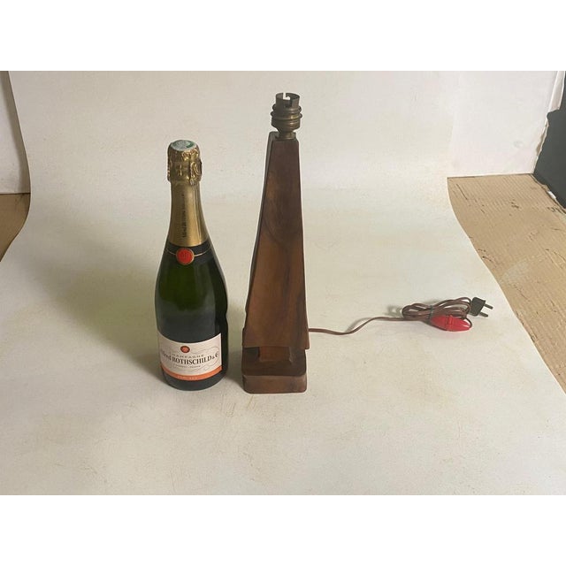 Sculptural Table Lamp in Carved Olive Wood, France, 1950s For Sale - Image 11 of 16