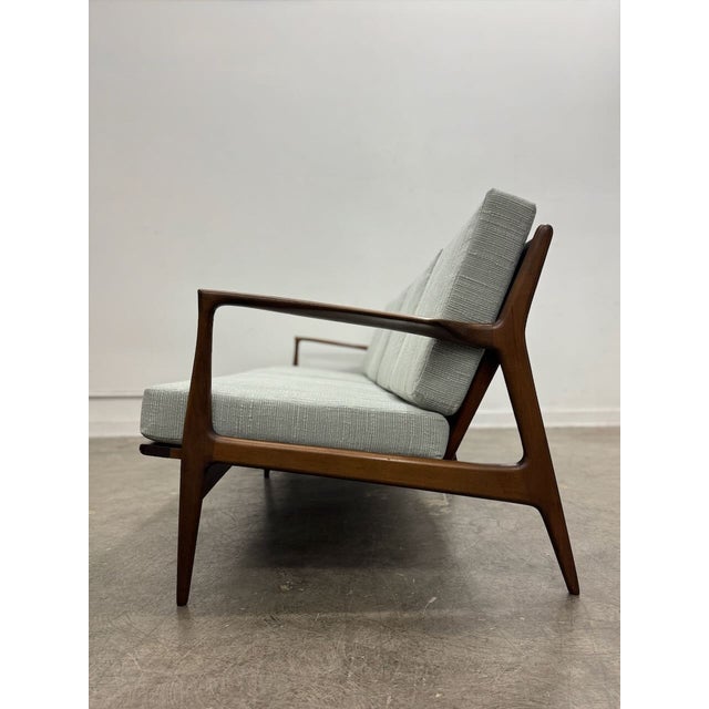 Wood Set of 2 Loveseats Attributed to Ib-Kofod Larsen for Selig For Sale - Image 7 of 15