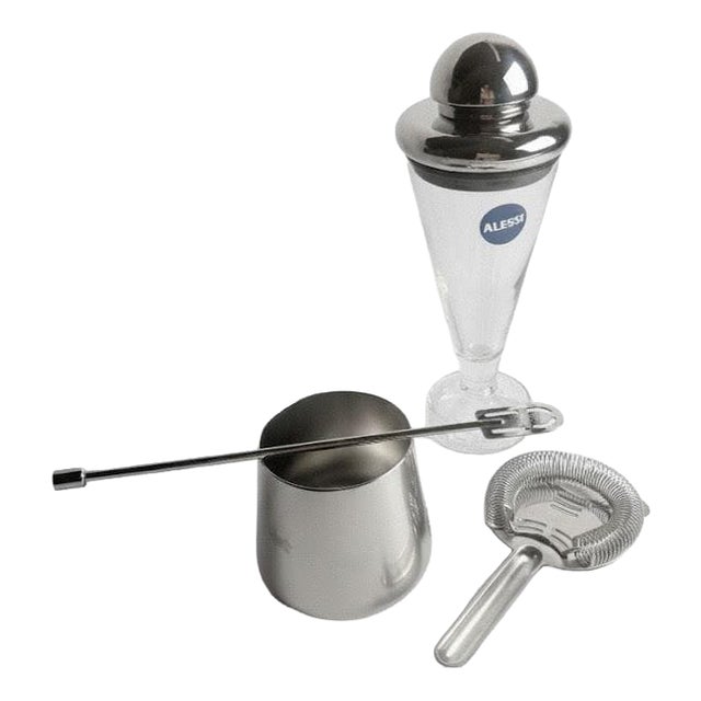 Vintage Italian Cocktail Shaker Set by Matteo Thun for Alessi, 1980s, Set of 4 For Sale