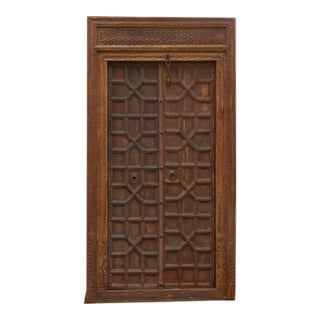 Antique Indian Haveli Portal Carved Teak Door For Sale