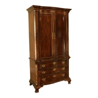 1970s Henredon Chippendale George III Style Tall Mahogany Armoire Chest For Sale