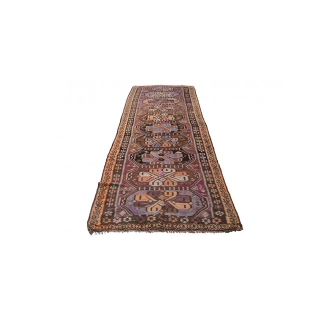 Mid-Century Modern Vintage Decorative Turkish Kars Kilim Rug - 4`9″ X 13`9″ For Sale - Image 3 of 6