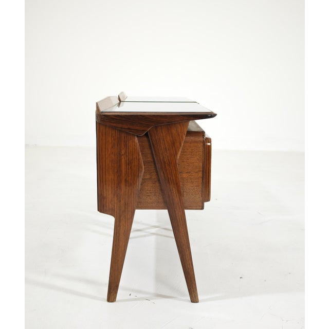 1950s Mid-Century Modern Bedside Tables in Wood and Glass attributed to Vittorio Dassi for La Permanente Mobili Cantù, Italy, 1950, Set of 2 For Sale - Image 5 of 18