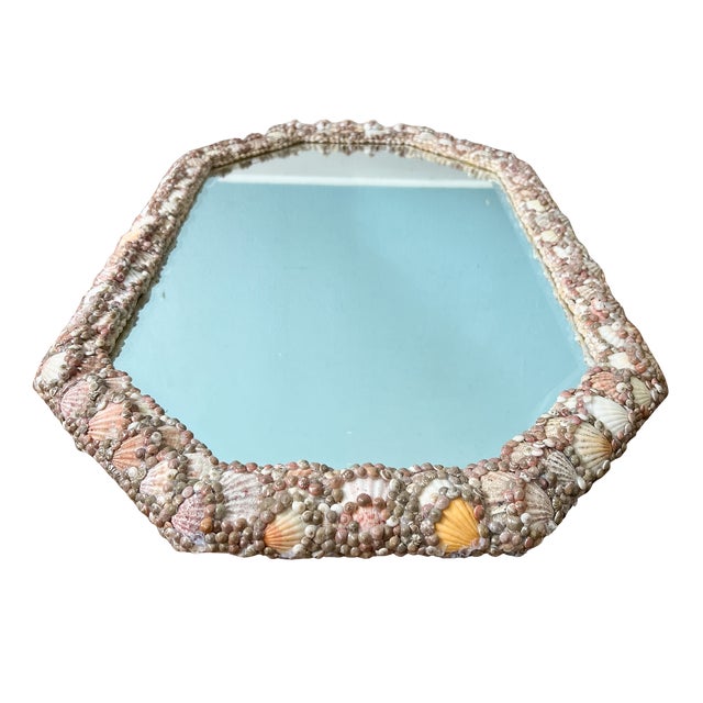 Large Vintage Shell-Encrusted Wall Mirror – Coastal / Hollywood Regency / Organic Modern For Sale - Image 10 of 12
