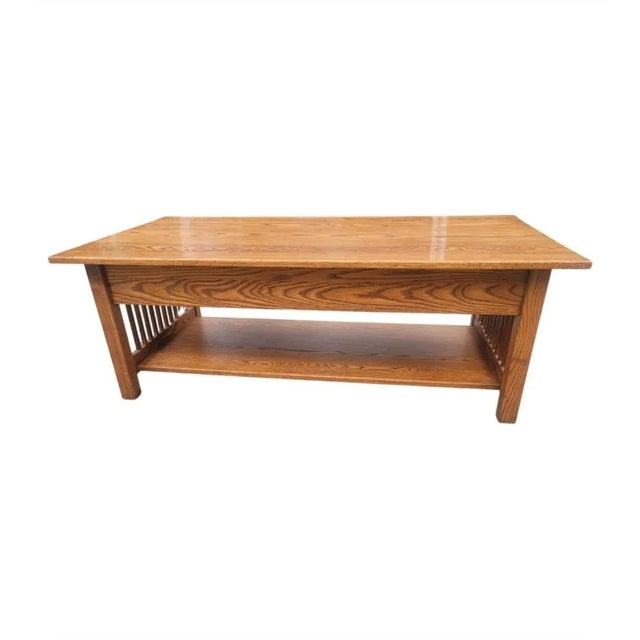 Country View Amish Handcrafted Arts & Crafts Mission Oak Coffee Table Cocktail Table For Sale In Washington DC - Image 6 of 10