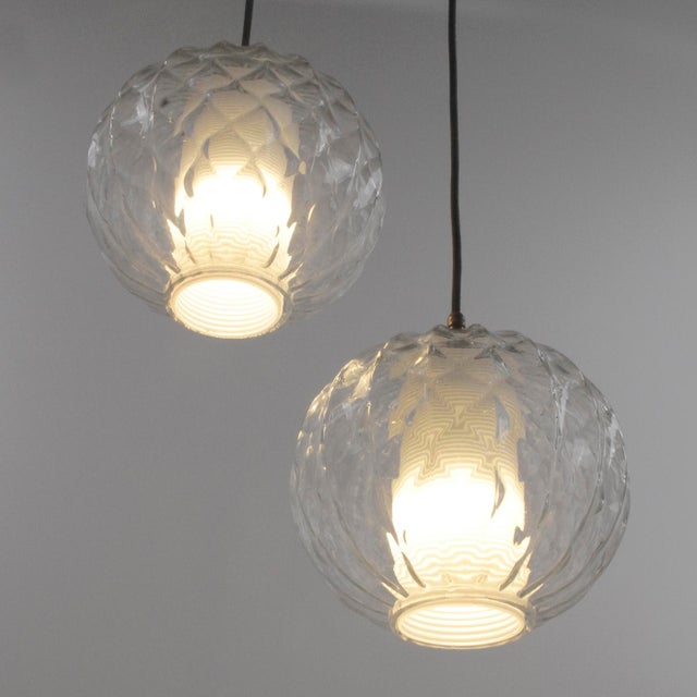 Black Glass Pendant Lamps, 1960s, Set of 2 For Sale - Image 8 of 14