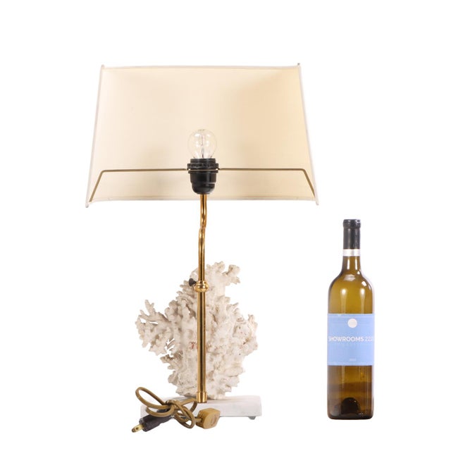Modern Genuine Coral Table Lamp on Marble Base, C. 1980 For Sale - Image 3 of 4