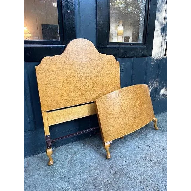 1920s Art Deco Burlwood Twin Headboard & Footboard For Sale - Image 4 of 6