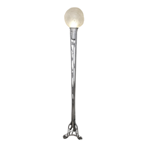 French Art Deco Nickeled Iron and Art Glass Floor Lamp Signed Muller Freres 1930