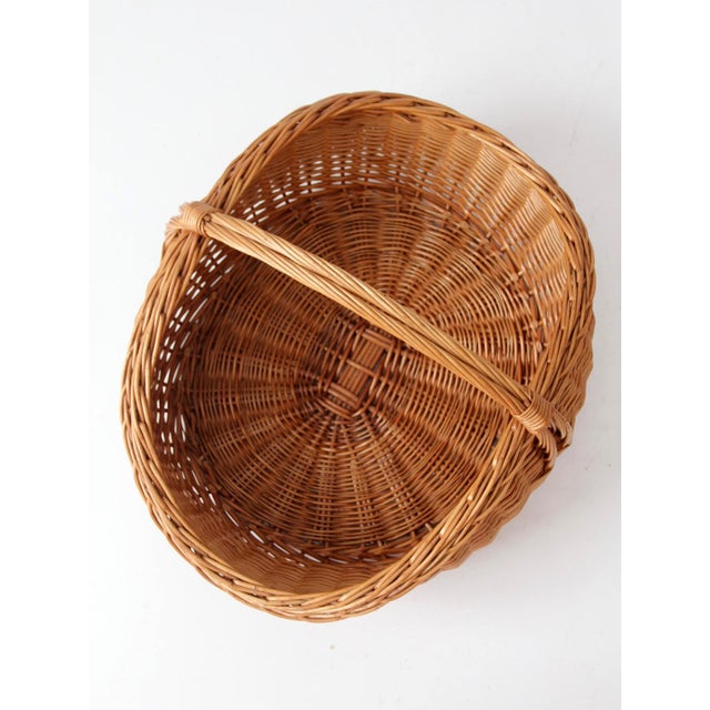 Vintage Large Willow Gathering Basket With Handle For Sale - Image 10 of 14
