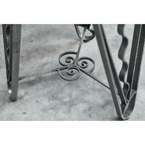 French Art Deco Fer Forgé Side Table in Iron and Marble, 1930s For Sale - Image 9 of 15