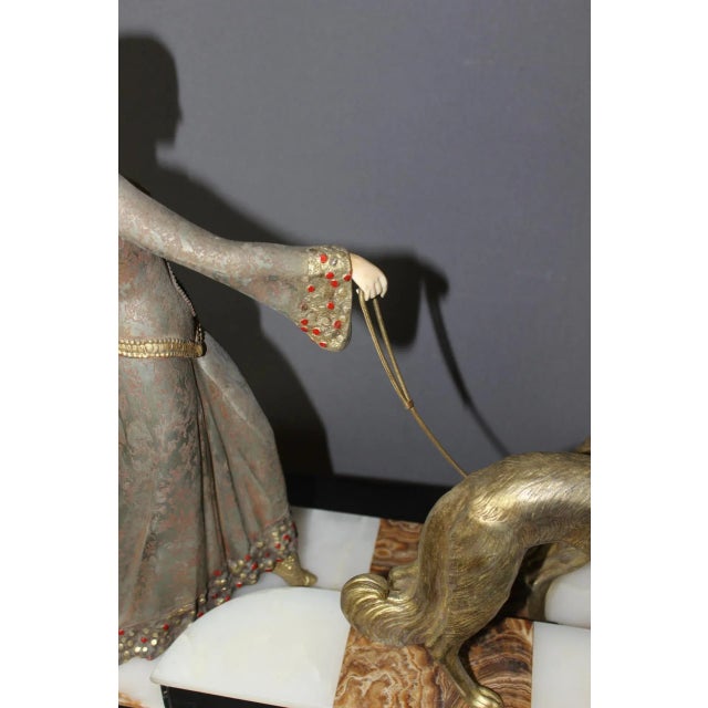 Georges Gori, Woman with Greyhounds, 1925, Faux Chryséléphantine For Sale - Image 17 of 18