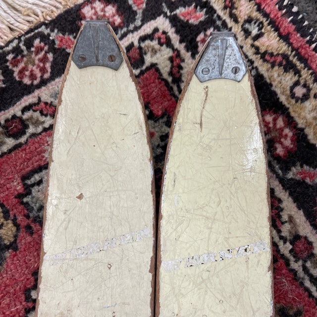 1940s Pair of 1940s Wooden Decorative Vintage Snow Skis For Sale - Image 5 of 11