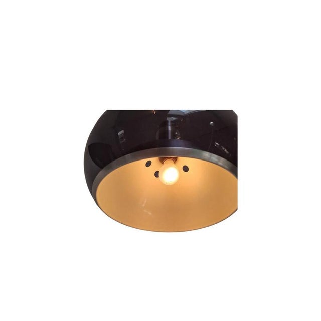 Dutch Space Age Mushroom Pendant Lamp in Grey-Blue Smoked Acrylic with Metal Insert from Dijkstra For Sale - Image 5 of 7