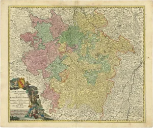Antique Map of the Lorraine North-East France by J. B. Homann, 1720