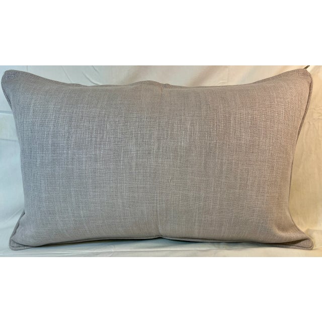 Large Bolster Pillow Decorated With a Peaceful Water Color Look Scene of a Deer and Pheasants in a Wooded Pasture Near a Cottage - Made in the U K For Sale - Image 11 of 12