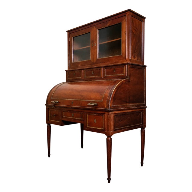 Louis XVI Cylinder Desk with Bookcase, 1760 For Sale