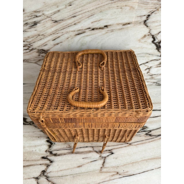 1920s Antique French Rattan Trunk For Sale - Image 5 of 10