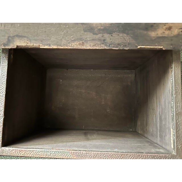 Antique Early 20th Century Nautical Themed Wooden Coal/Firewood Box With Brass Embossed Exterior Panels For Sale - Image 11 of 12