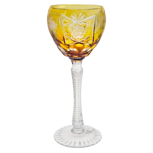 Livānu Stikls Amber Hand-Cut Crystal Wine Goblet, Latvia, Late 20th Century 8" For Sale - Image 4 of 10