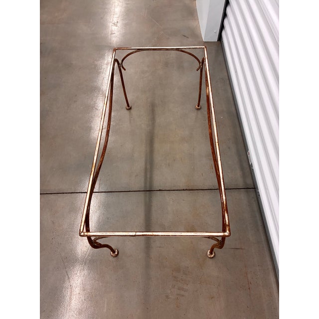 Mid Century Styled After Salterini Outdoor Metal Coffee Table With Textured Glass Top For Sale - Image 9 of 10