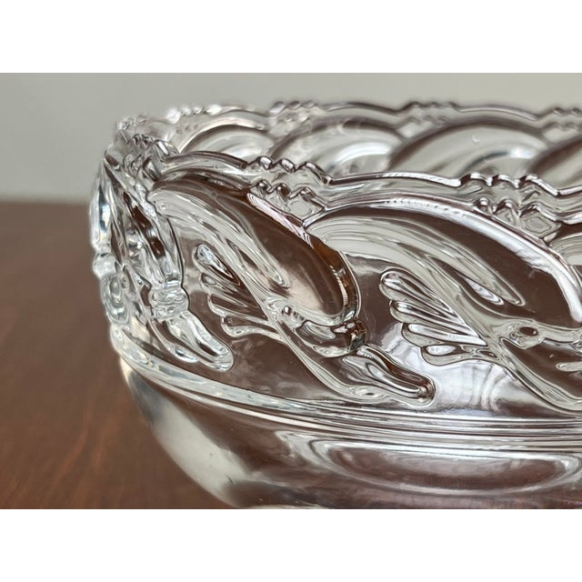 Mid-Century Modern Vintage Tiffany & Co. Mid-Century Modern Crystal Dolphin Pattern Footed Bowl For Sale - Image 3 of 10