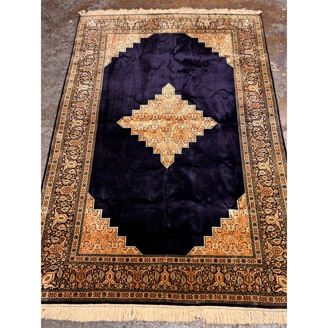 4ft × 6ft 6in Hand Knotted Silk Kashmiri Rug For Sale - Image 4 of 12