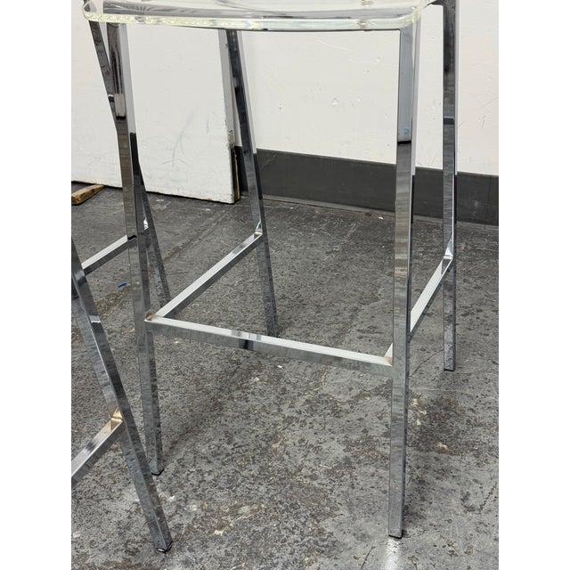 Transparent Cb2 Vapor Acrylic Barstools, Set of Three For Sale - Image 8 of 12