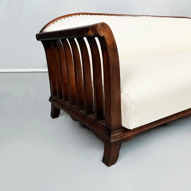 Wood Italian Modern Wooden Sofa with White Fabric, 1940s For Sale - Image 7 of 17