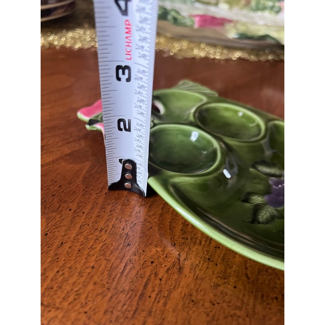 Green Vintage Green Ceramic Deviled Egg Chicken Plate For Sale - Image 8 of 8