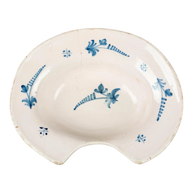19th Century French Faience Shaving Bowl For Sale