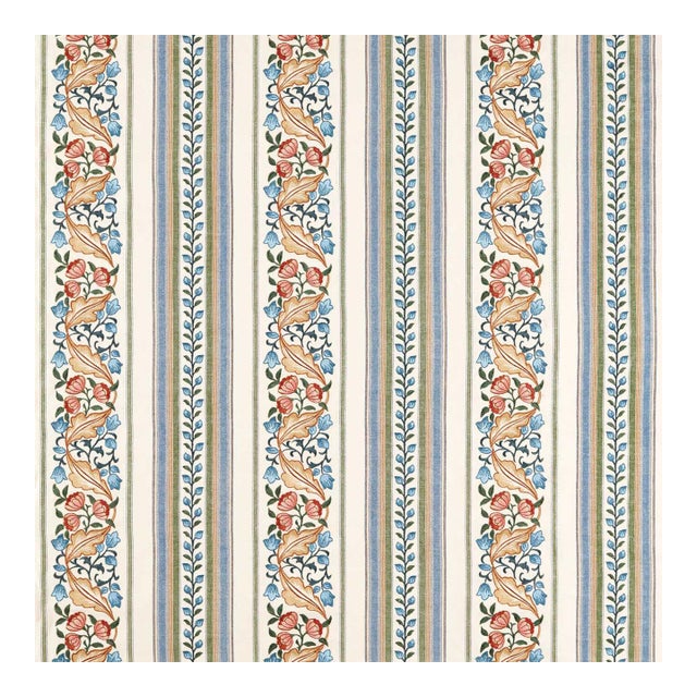 Morris & Co. Bluebell & Peony Embroidery Fabric in Rose/Woad - a sample For Sale