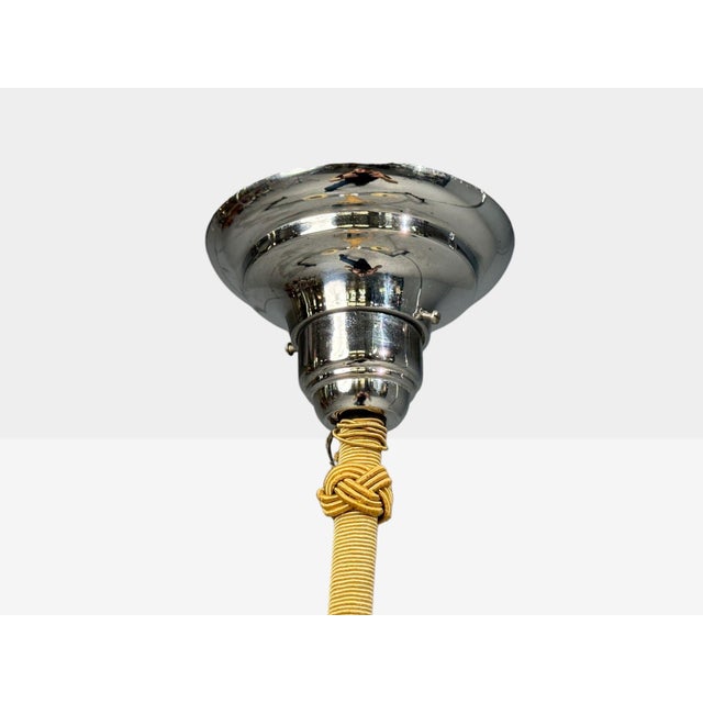 Swedish Art Deco, Pendant Light, Burl, Cord, Glass, Chrome, Sweden, 1930s For Sale - Image 11 of 11