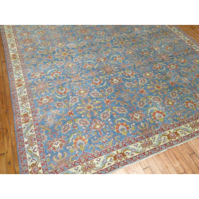 Early 20th Century Zabihi Collection Blue Antique Persian Tabriz Rug - 8' x 12'5" For Sale - Image 5 of 12