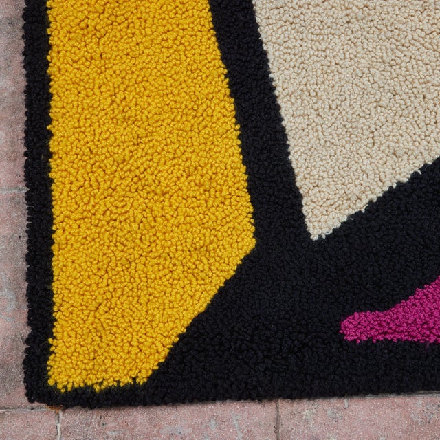 Abstract Hand Knotted Color Block Wall Hanging Tapestry For Sale - Image 3 of 8